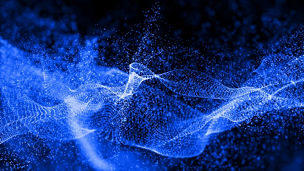 3D render of a data technology abstract background with cyber particles