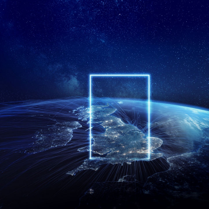 Glowing portal over Earth banner