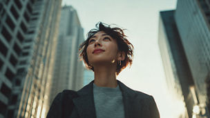 business woman looking at the future