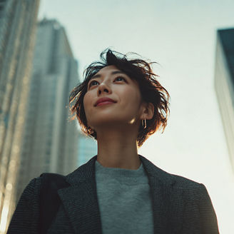 business woman looking at the future