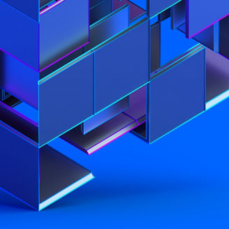 Abstract 3d rendering of geometric shapes. Composition with squares. Cube design. Modern background for poster, cover, branding, banner, placard.