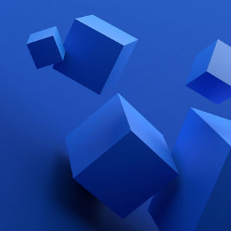 Abstract 3d render, blue geometric background design with cubes