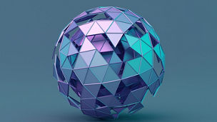 Abstract 3d rendering of polygonal sphere. Geometric shape, futuristic modern background design for poster, cover, branding, banner, placard.