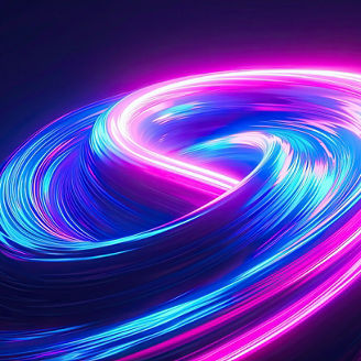 Abstract iridescent neon holographic twisted wake in motion. Vibrant colorful gradient design element for banner, background