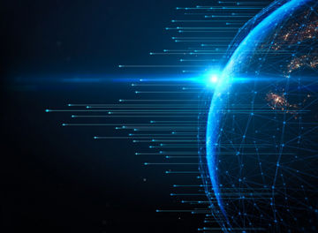 Concept of communication network technology for internet business. World of global network and telecommunication on earth cryptocurrency,IoT and blockchain. Elements of this image furnished by NASA.