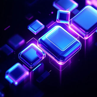 Abstract geometric blocks on black background, 3d render