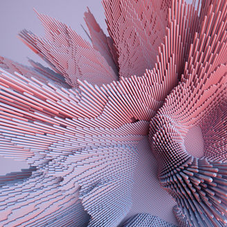 3d render of colorful deatailed shape. Dynamic futuristic background.