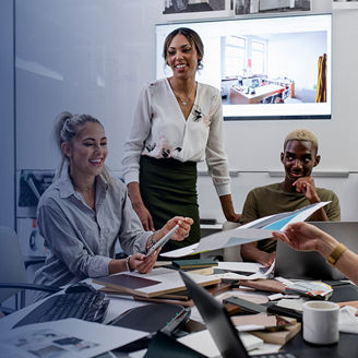 colleagues working on a group project