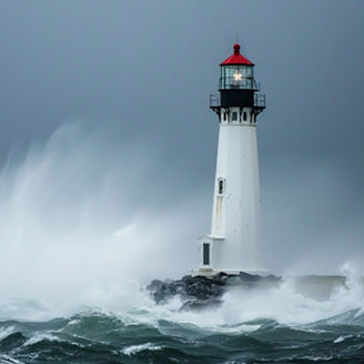 solitary lighthouse standing strong in a storm