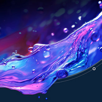 Pink and blue flowing water droplets