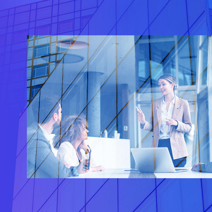 Group of people in a discussion banner