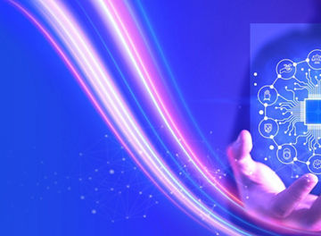 Hand holding hologram with Artificial intelligence icons