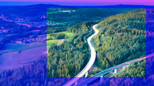 Highway in forest banner