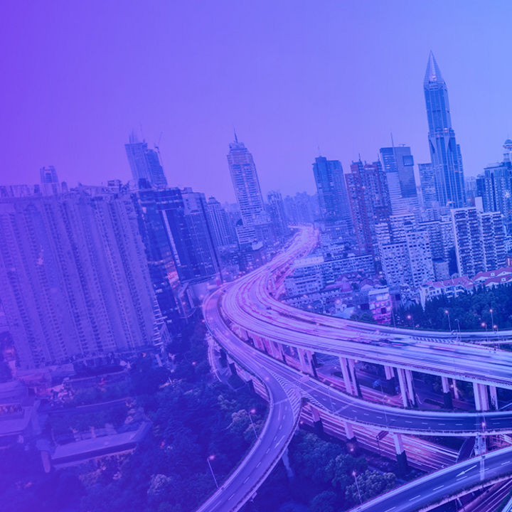 Infrastructure - highway interchange with city in background banner