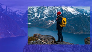 hiker on top of Norwegian mountains