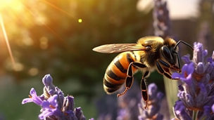 Honeybee on purple flower