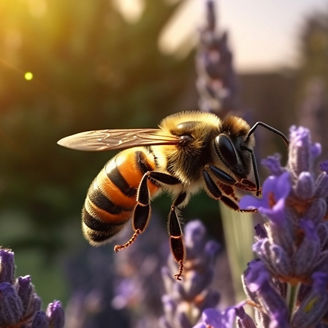 Honeybee on purple flower