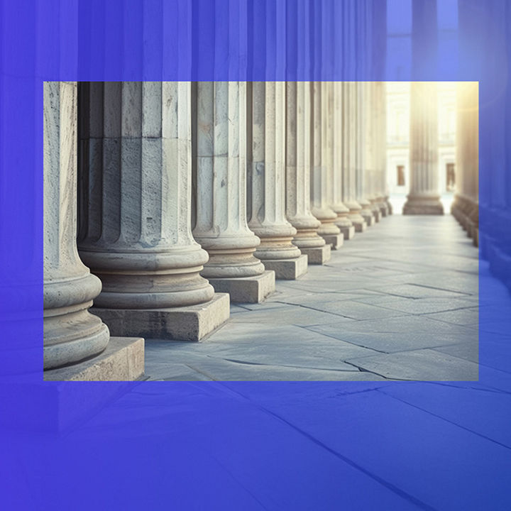 Row of classical ionic columns banner
