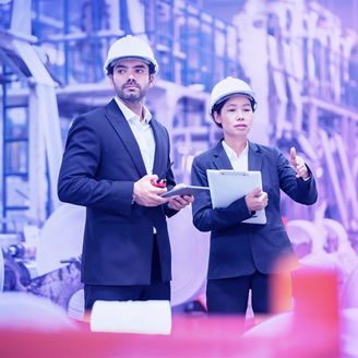 Working together engineer female men