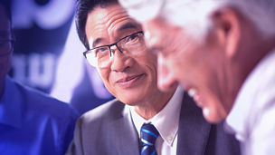 Colleague aged leader smiling modern