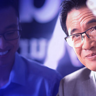 Colleague aged leader smiling modern