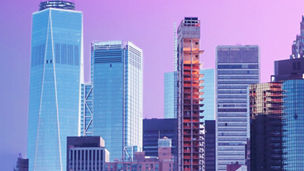 morning blue city landscape banner