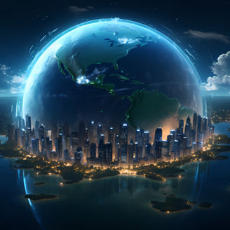 Futuristic view high tech earth