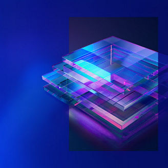 Stacked blue and purple microchips