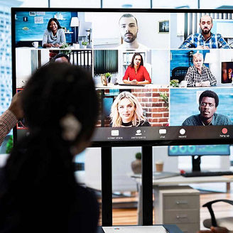 Remote board meeting representing scale with confidence