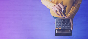 Person using calculator