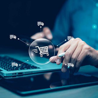 Person completing online shopping process representing the consumer credit directive