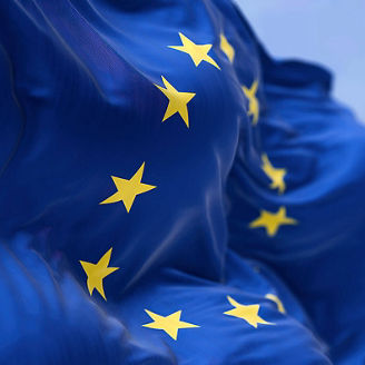 EU flag blowing in wind