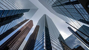 Group of skyscrapers representing financial services