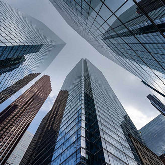 Group of skyscrapers representing financial services