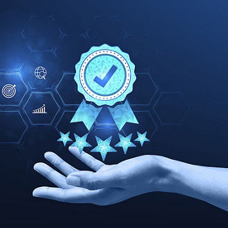 Icon for quality assurance on a dark blue background
