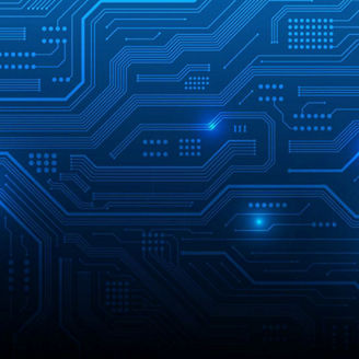 Abstract pattern of circuitry on blue background