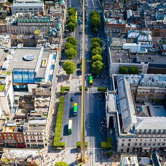 O'Connell Street, Dublin, seen from above