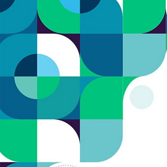 Abstract blue and green shapes on white background