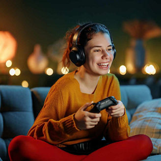 Gamer playing video games