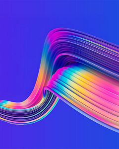Colourful abstract ribbon on purple and cobalt gradient background