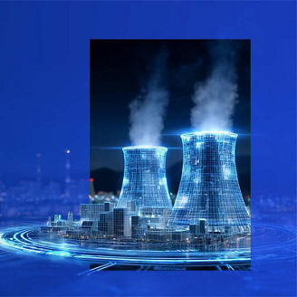 Power plant outlined in neon