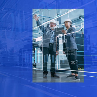 Two engineers in data centre