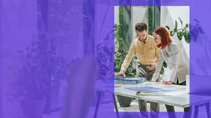 Woman and man working with solar panels