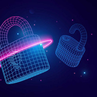 Futuristic cyber security vector illustration representing PSD3 authentication