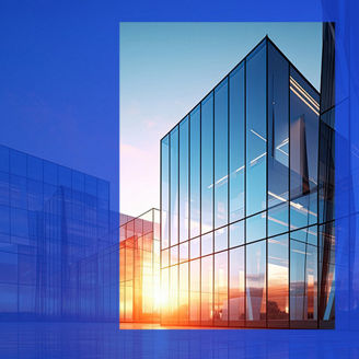 Glass building in sunlight