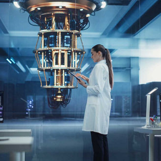 Female Scientist Working on Quantum Computer Hardware