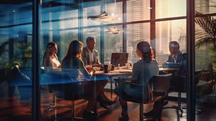 Team in meeting in office