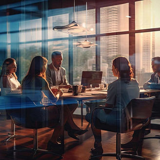 Team in meeting in office