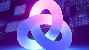 Overlapping neon shape representing Scale With Confidence