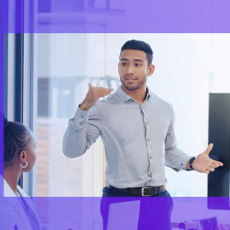 Man presenting in meeting